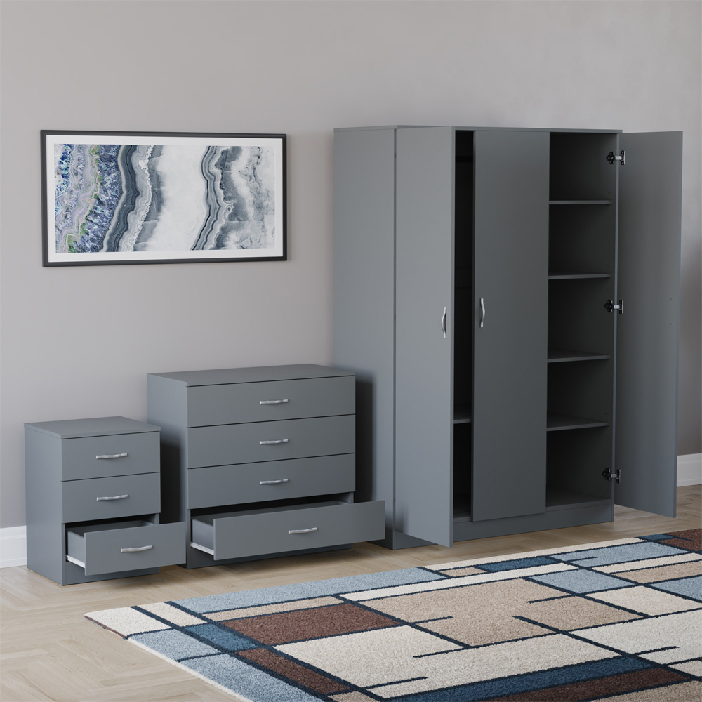 VIDA DESIGNS Riano Grey 3 Piece Bedroom Furniture Set Image 4