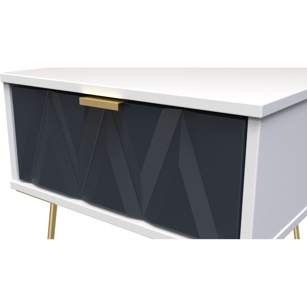 Crowndale Diamond Single Drawer Indigo Matt and White Side Table Ready Assembled Image 4
