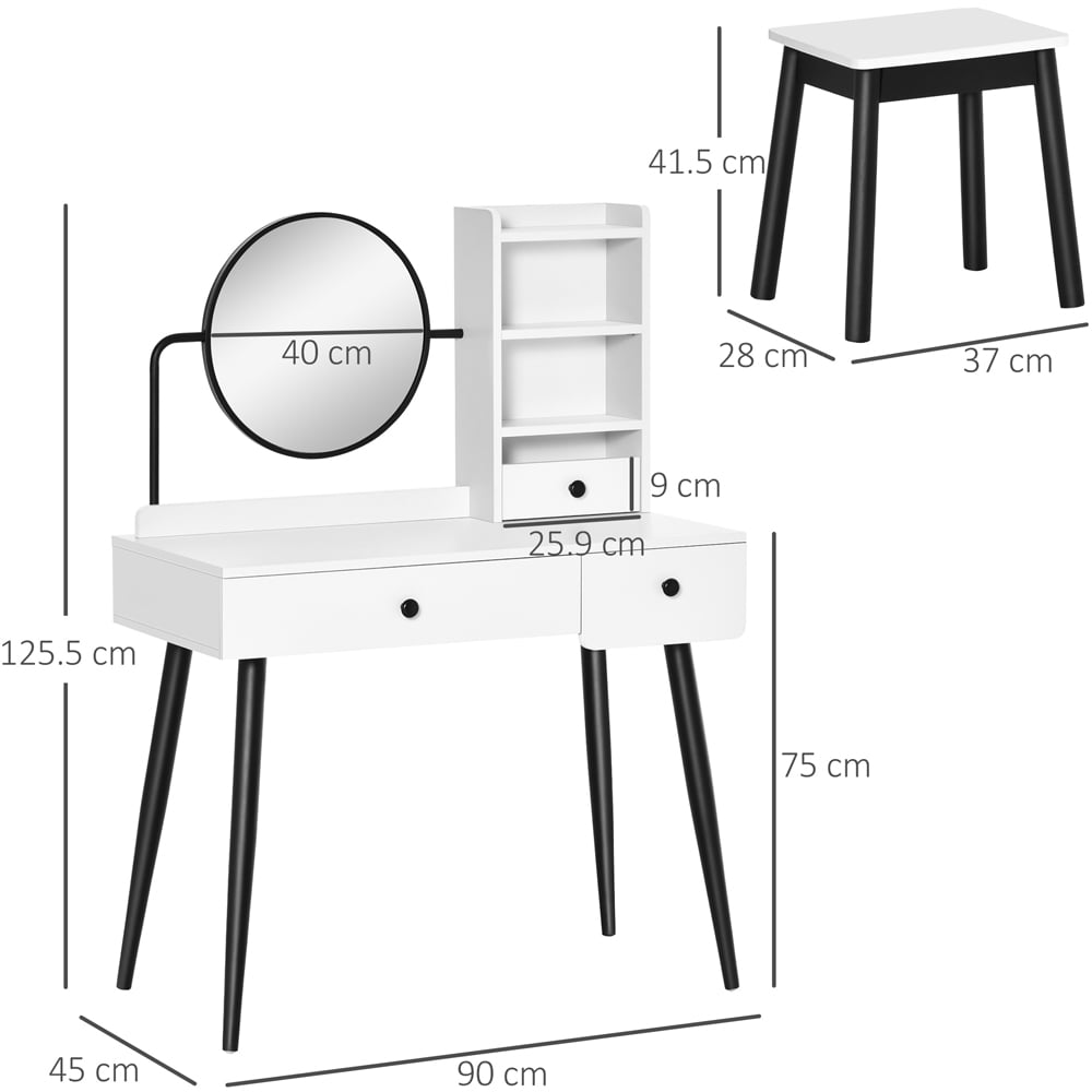 Portland White Dressing Table Set Image 7