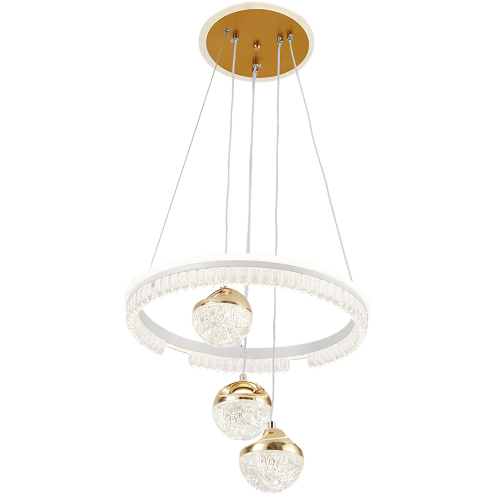 Living and Home Gold and Clear Acrylic LED Pendant Light 60W Image 2