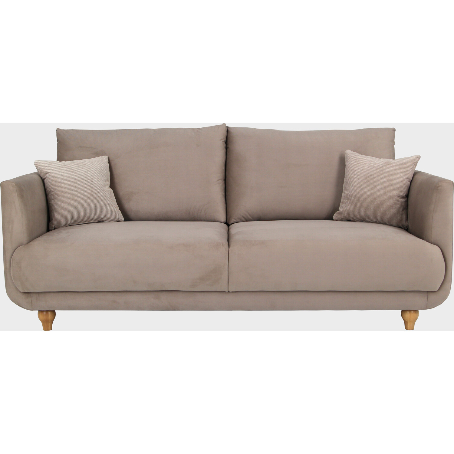 Safa 3 Seater Beige Fabric Sofa Image 2