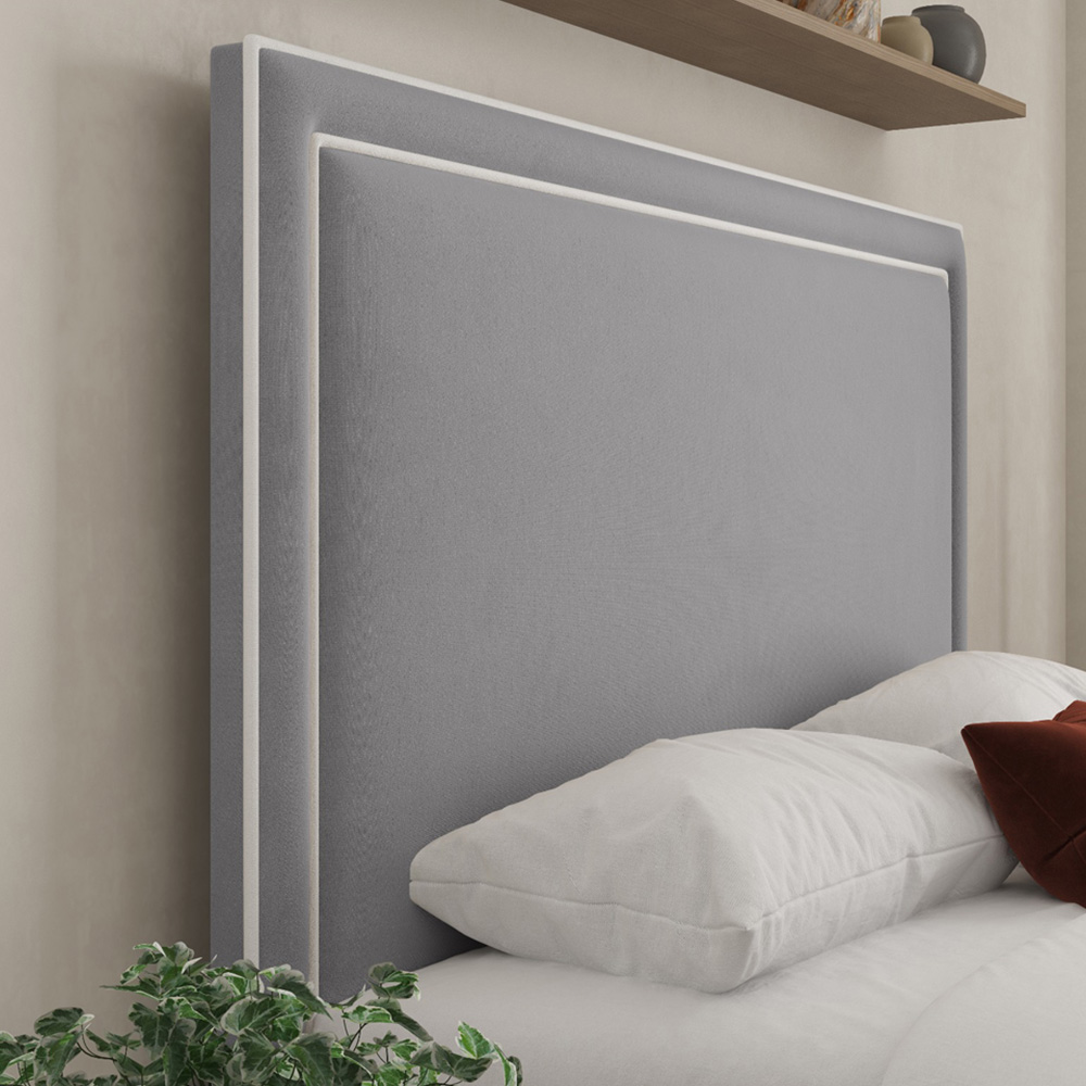 DS Living Verona Single Plush Grey Piping Ottoman Bed Image 2