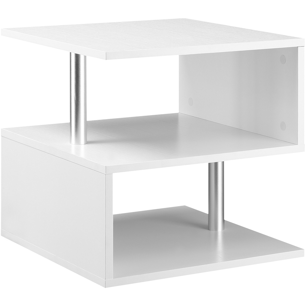 Portland 2 Shelf White S Shape Side Table Image 2