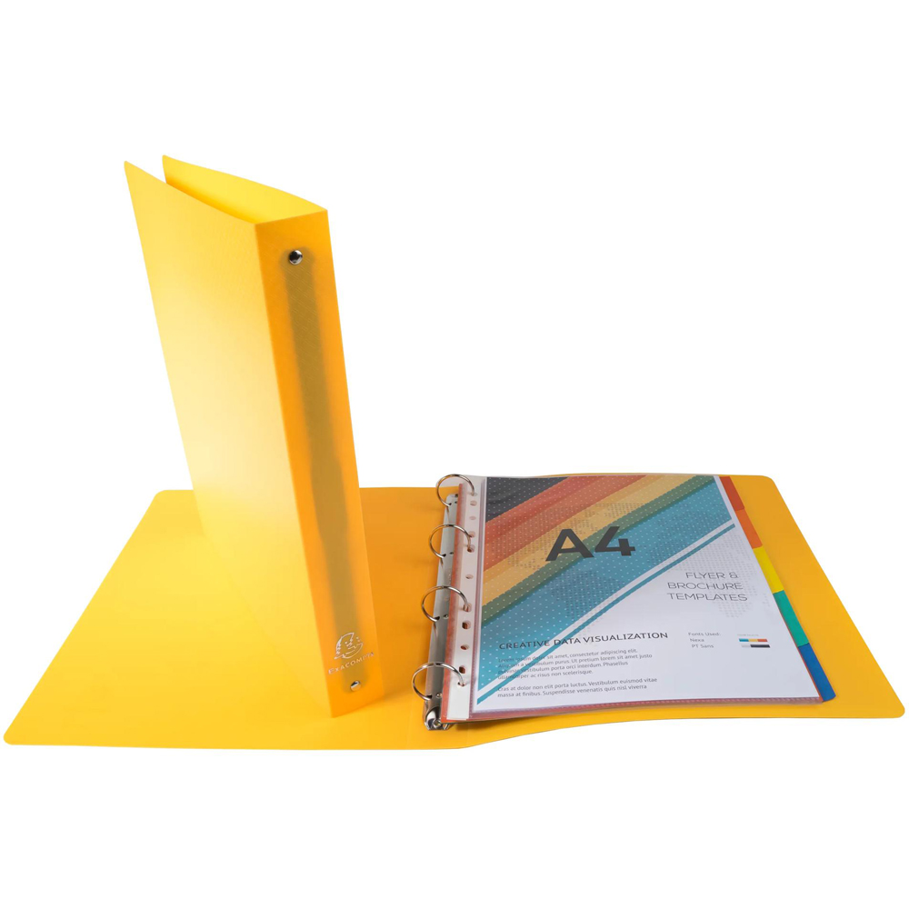 Exacompta OpaK Yellow A4 Maxi PP 4R Ring Binder with 40mm Spine 20 Pack Image 2