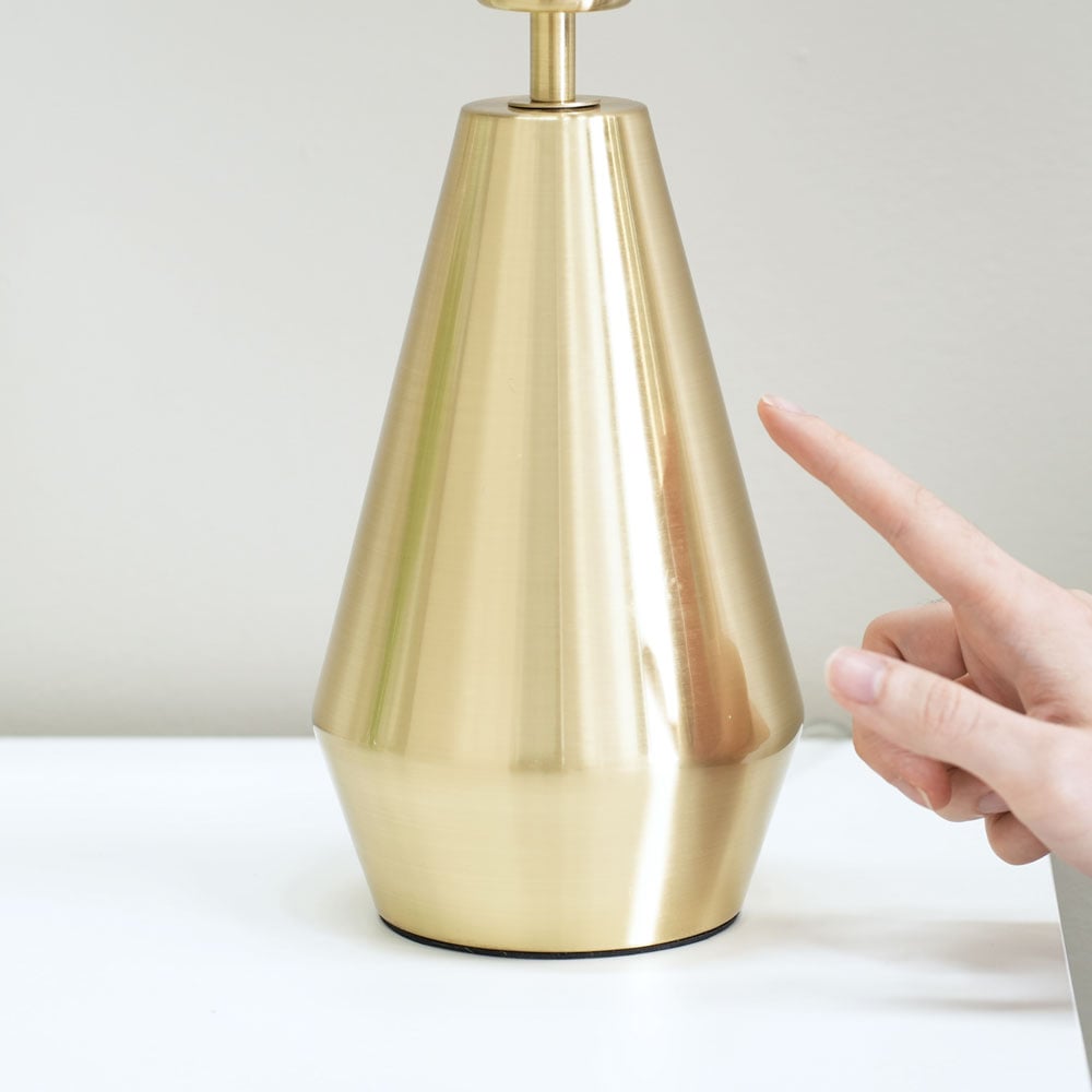 ValueLights Jax White Shade Antique Brass Touch LED Table Lamp Image 4