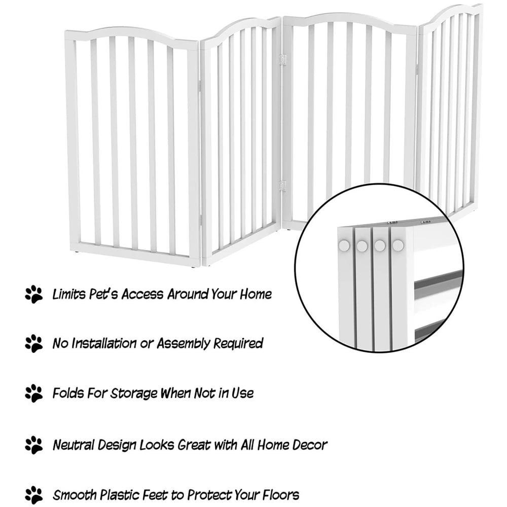 Living and Home 4 Panel Wooden Freestanding Foldable Pet Safety Gate Image 8