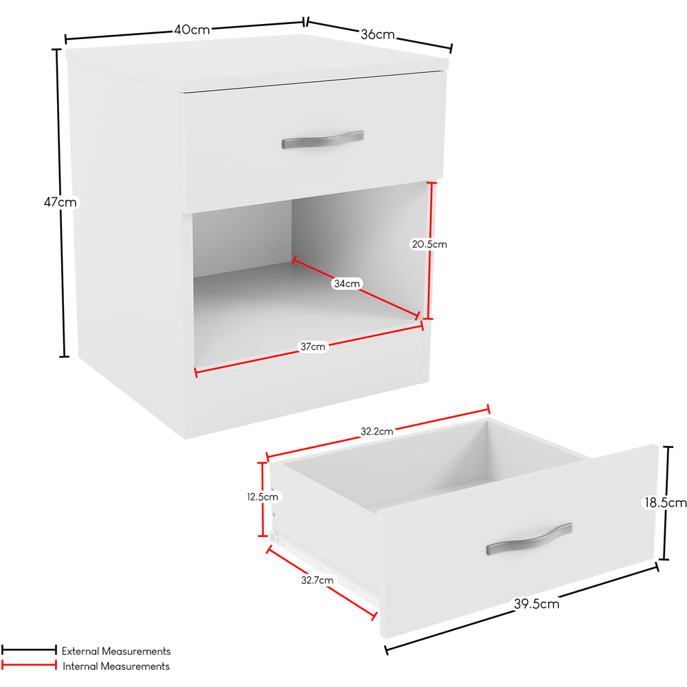 VIDA DESIGNS Riano Single Drawer White Bedside Table Image 9