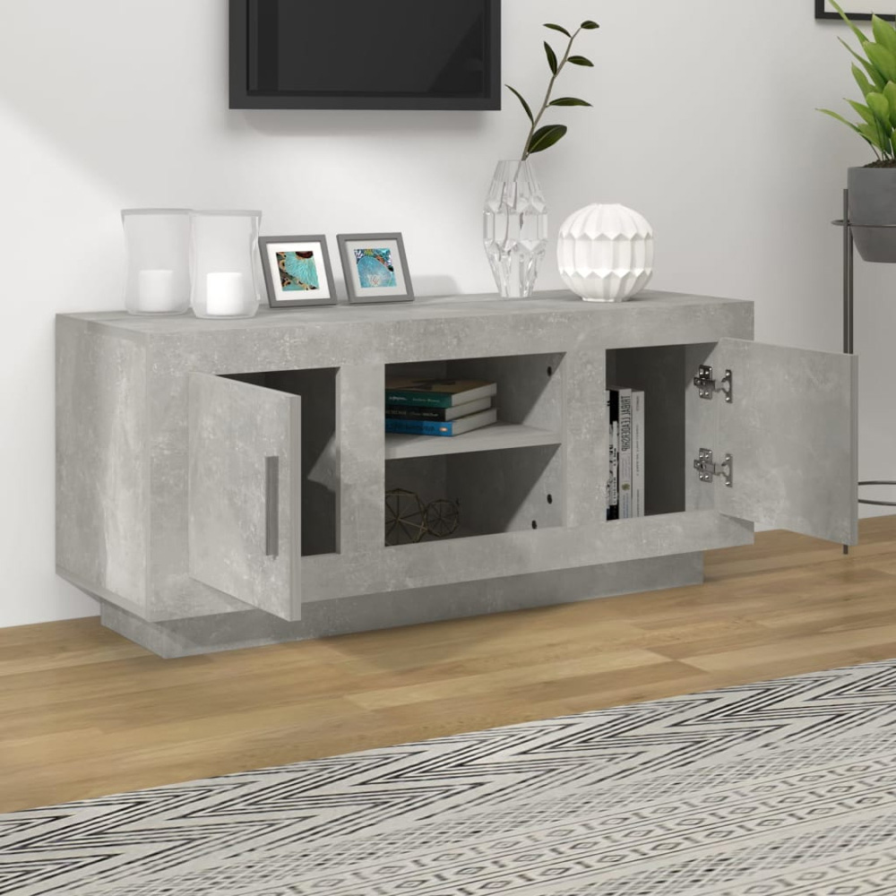 vidaXL 2 Door 2 Shelf Concrete Grey TV Cabinet Image 3