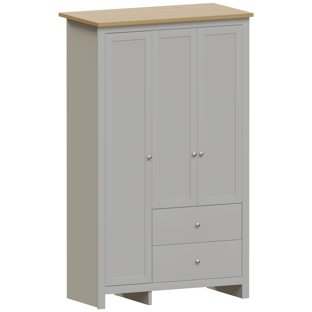 Vida Designs Arlington 3 Door 2 Drawer Grey Wardrobe Image 2