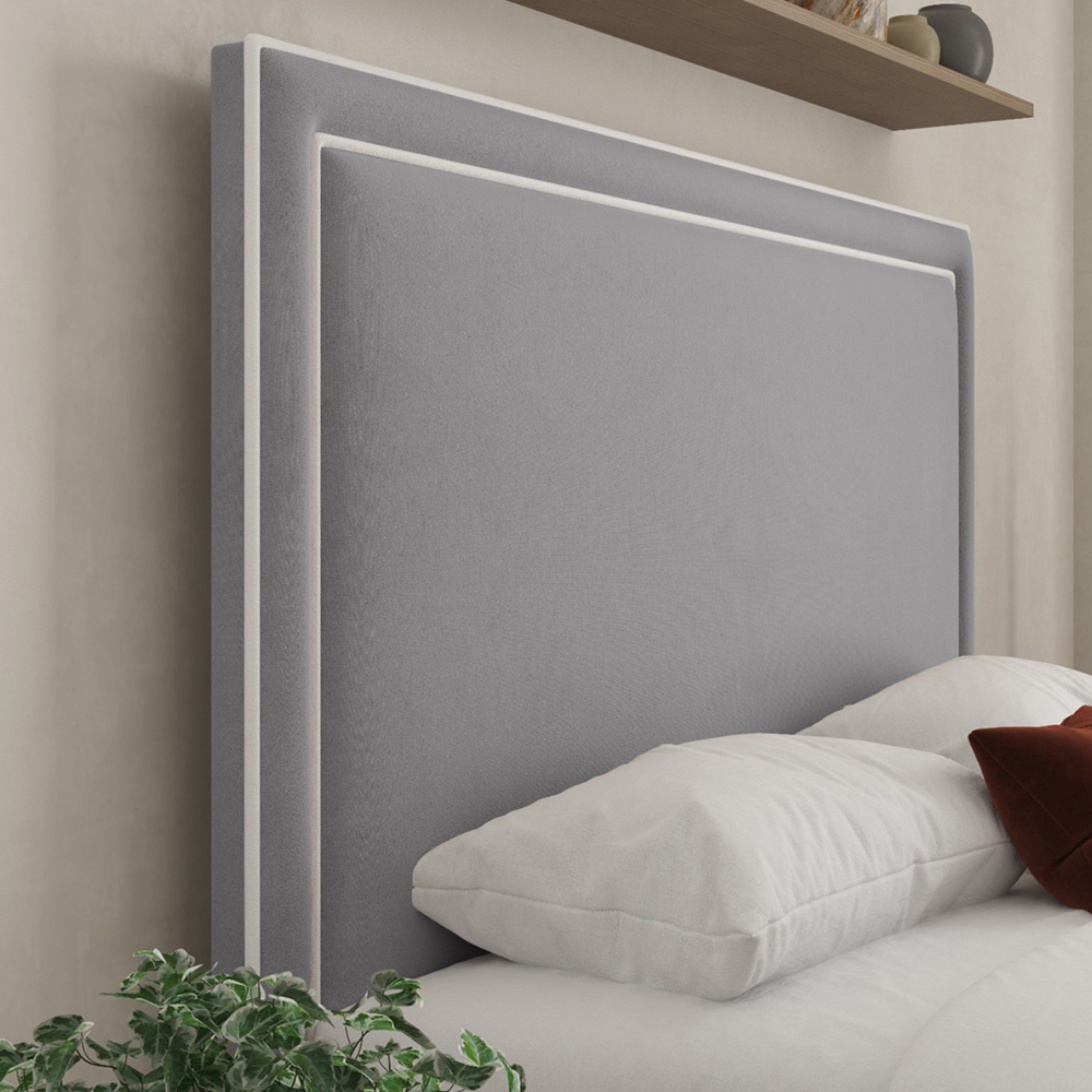 DS Living Verona King Size Plush Grey Piping Bed Frame Image 2