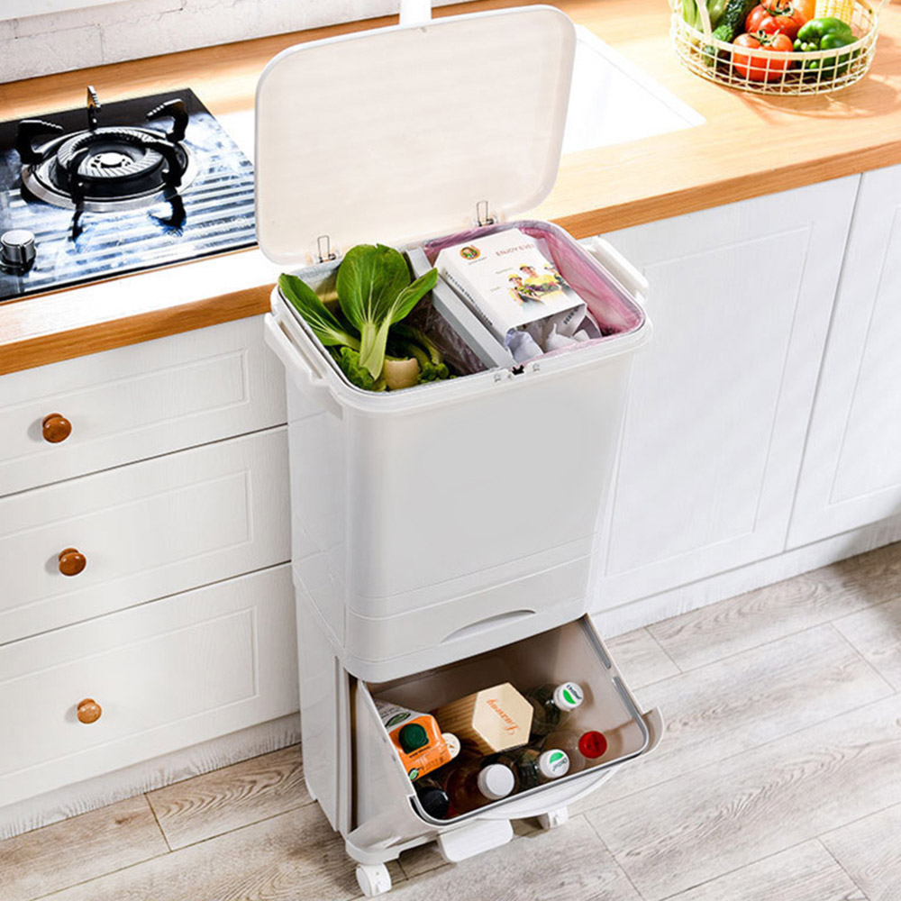 Living and Home White Recycling Pedal Bin 42L Image 4