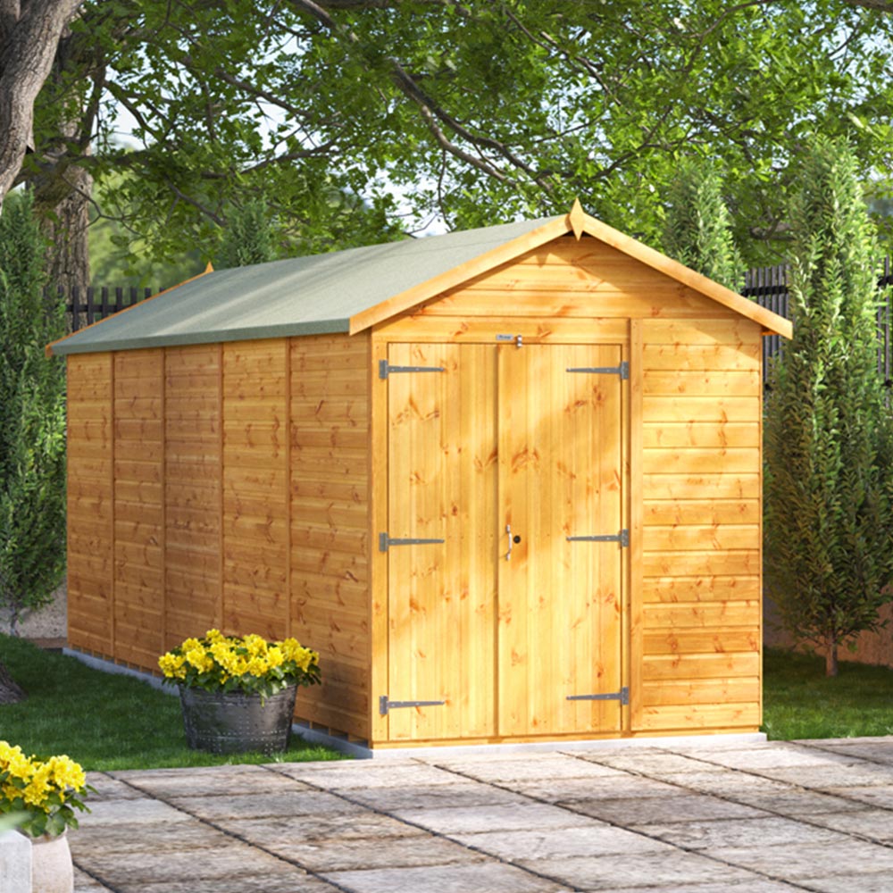 Power Sheds 20 x 6ft Double Door Apex Wooden Shed Image 2