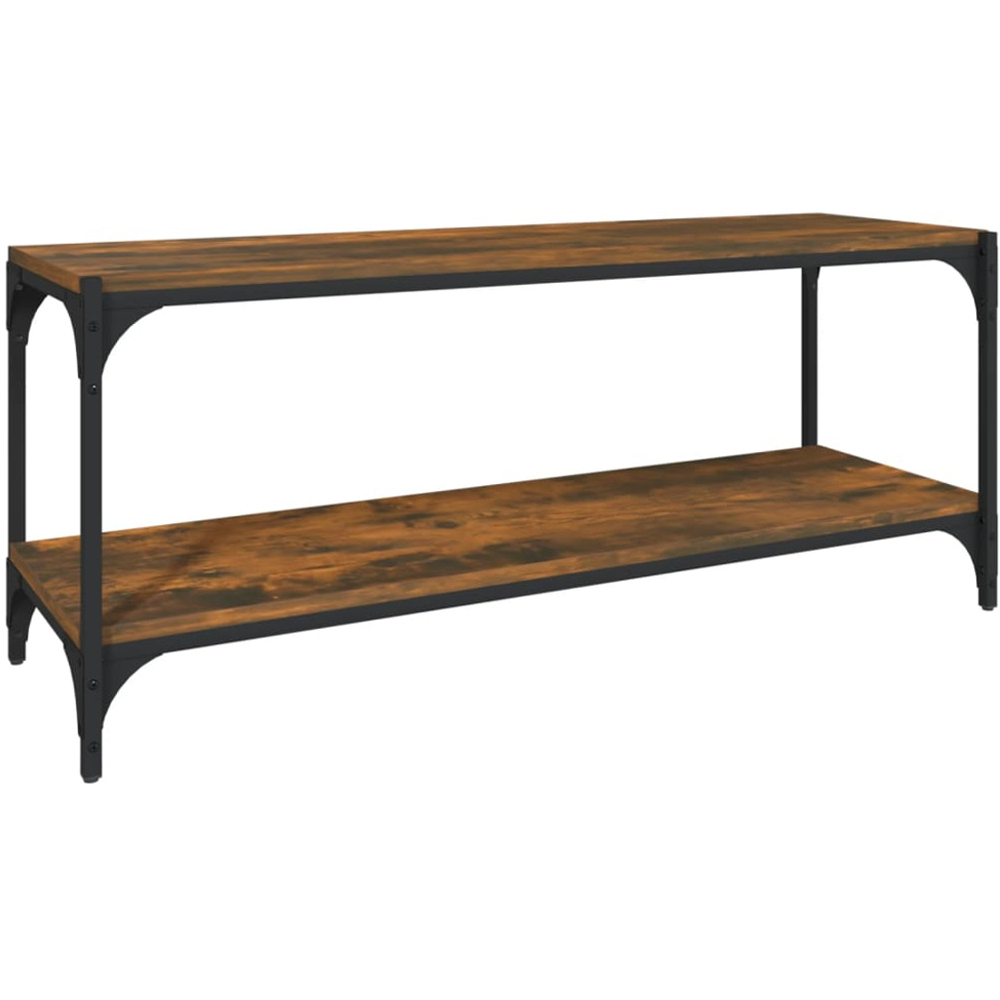 vidaXL Single Shelf Smoked Oak Wood and Steel TV Cabinet Image 2