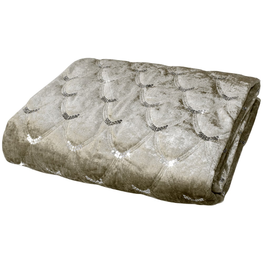 Velosso Beige Crushed Velvet Throw 95 x 200cm Image 1