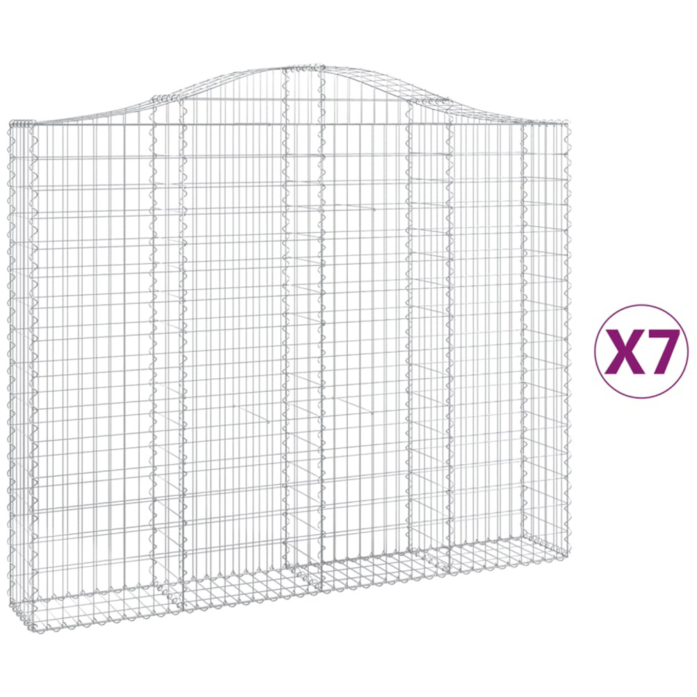 vidaXL Silver Galvanised Iron Arched Gabion Basket 200 x 30 x 160/180cm 7 Pack Image 4