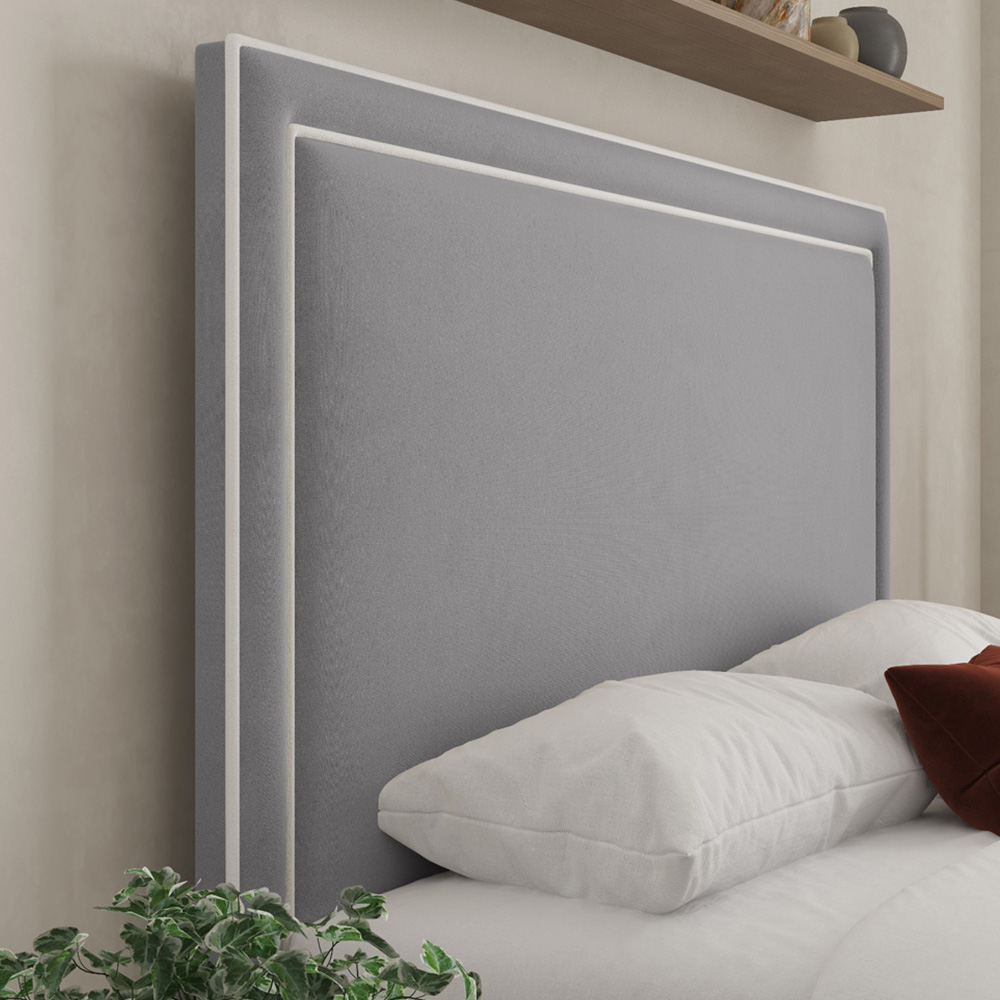 DS Living Verona King Size Plush Grey Piping Ottoman Bed Image 2