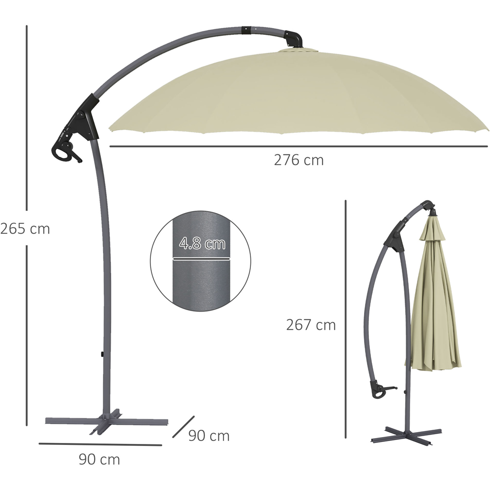 Outsunny Beige Cantilever Parasol with Cross Base 2.7m Image 7