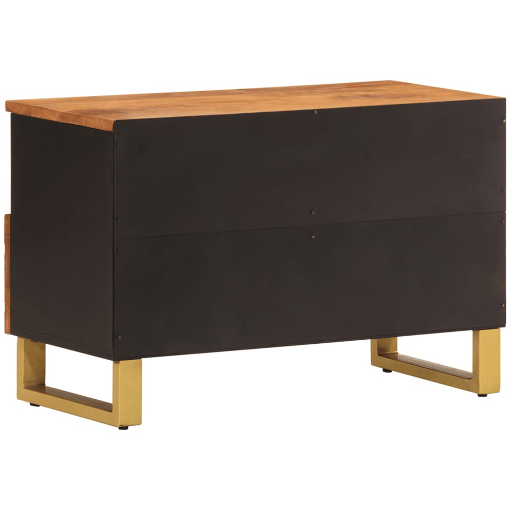 vidaXL 2 Drawer 2 Open Self Brown and Black Solid Wood Mango TV Cabinet Image 6