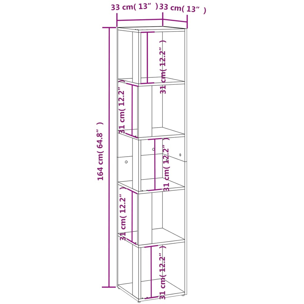 vidaXL 5 Shelf Grey Sonoma Corner Cabinet Image 8