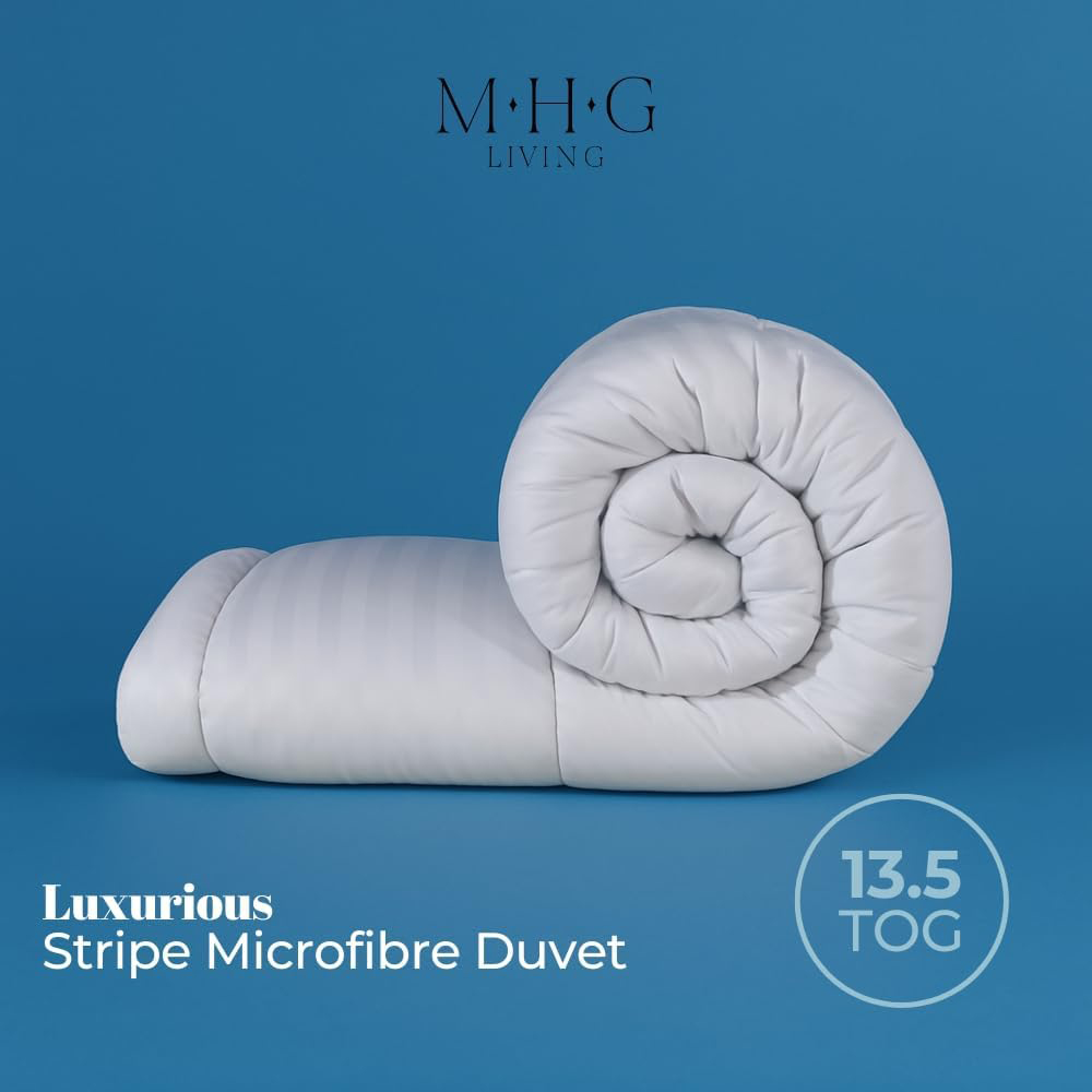 MHG Living Double White Striped Winter Hollowfibre Duvet 13.5 Tog Image 5