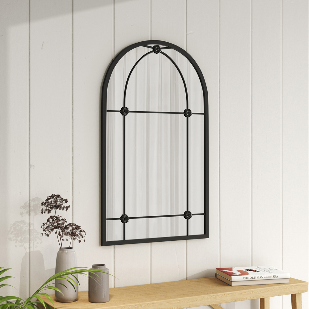 Living and Home Arched Metal Window Mirror 60 x 100cm Image 2