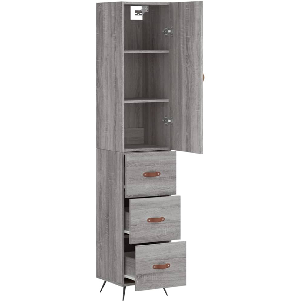 vidaXL Single Door 3 Drawer Grey Sonoma Highboard Image 4