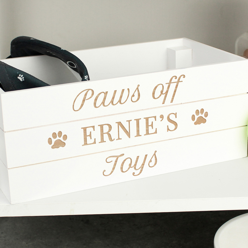 Personalised Memento Pets White Wooden Crate Image 3