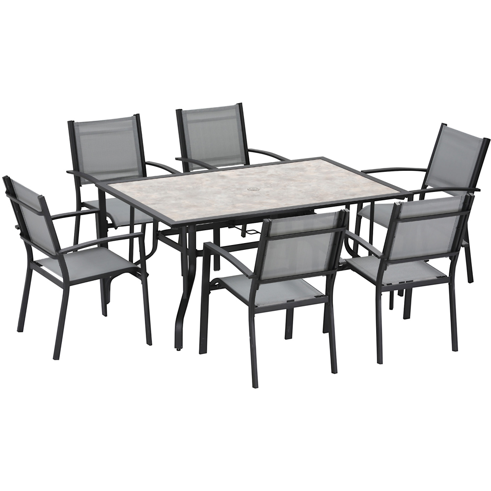 Outsunny 6 Seater Grey Texteline Outdoor Dining Set Image 2