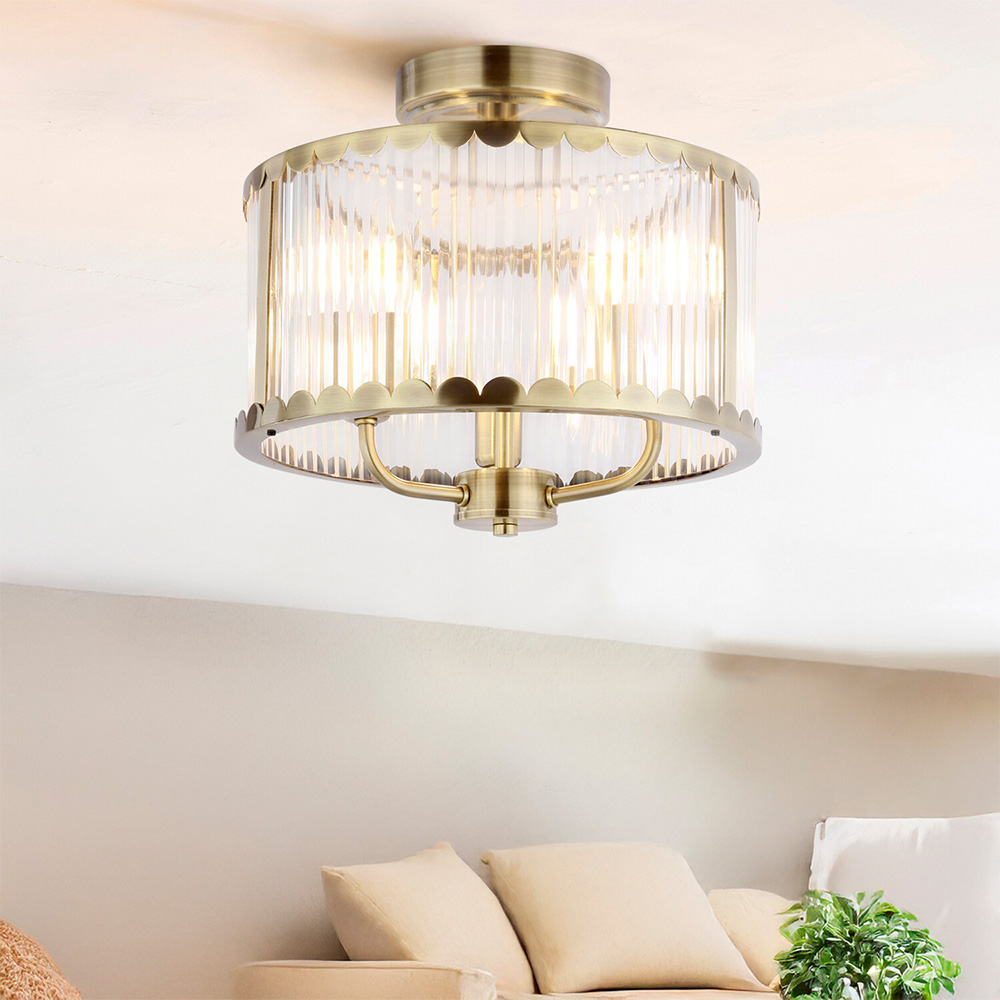 Bonnie Flush Ceiling Fitting Antique Bass Image 2