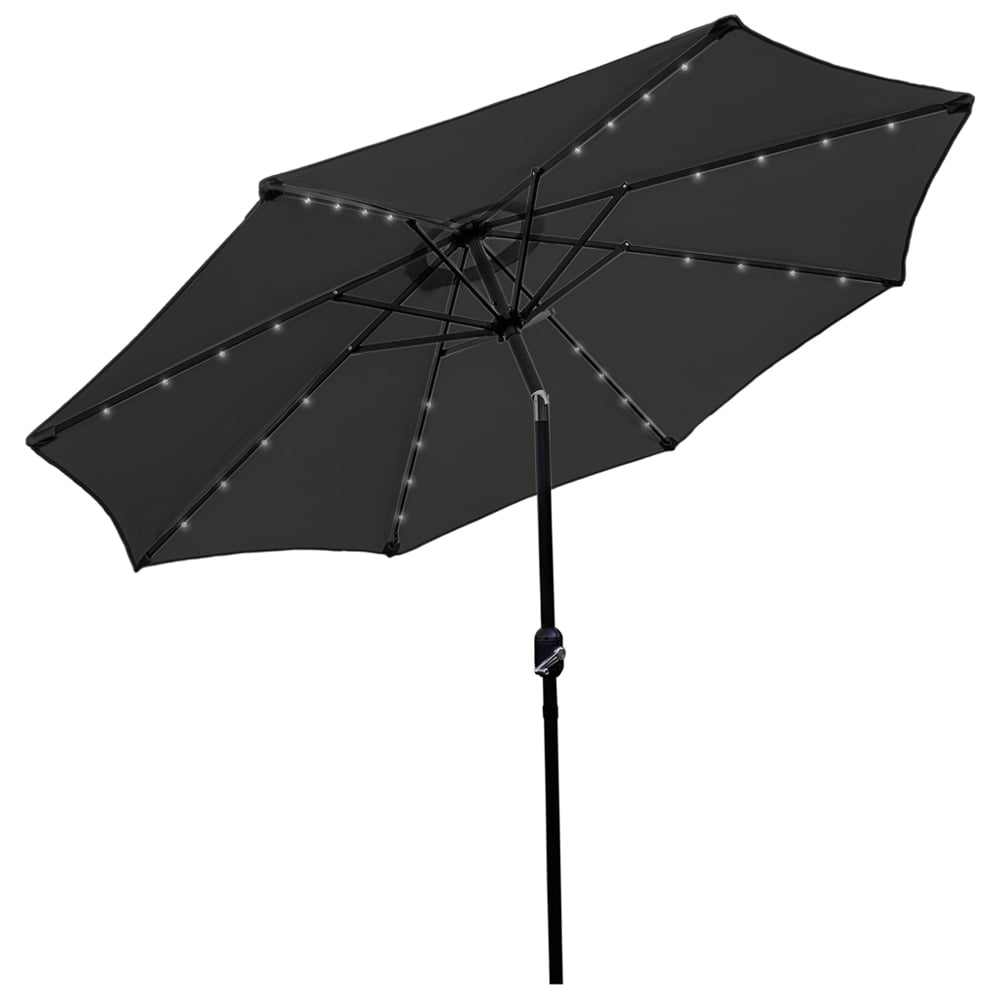 Monster Shop Black Tilt Design LED Parasol 2.4m Image 1