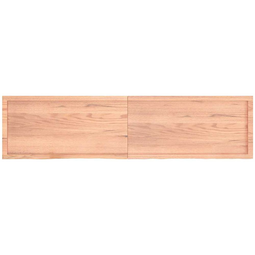 vidaXL 200cm Light Brown Treated Solid Oak Wood Floating Wall Shelf Image 3