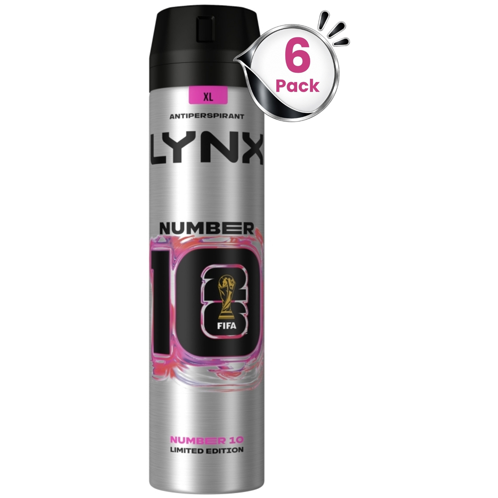 Lynx FIFA No. 10 72H Protection Antiperspirant Deodorant Spray 250ml 6 Pack Image 1