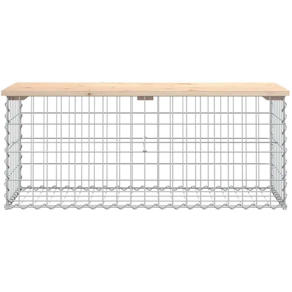 vidaXL Natural Solid Pine Wood Gabion Design Garden Bench 103 x 44 x 42cm Image 2