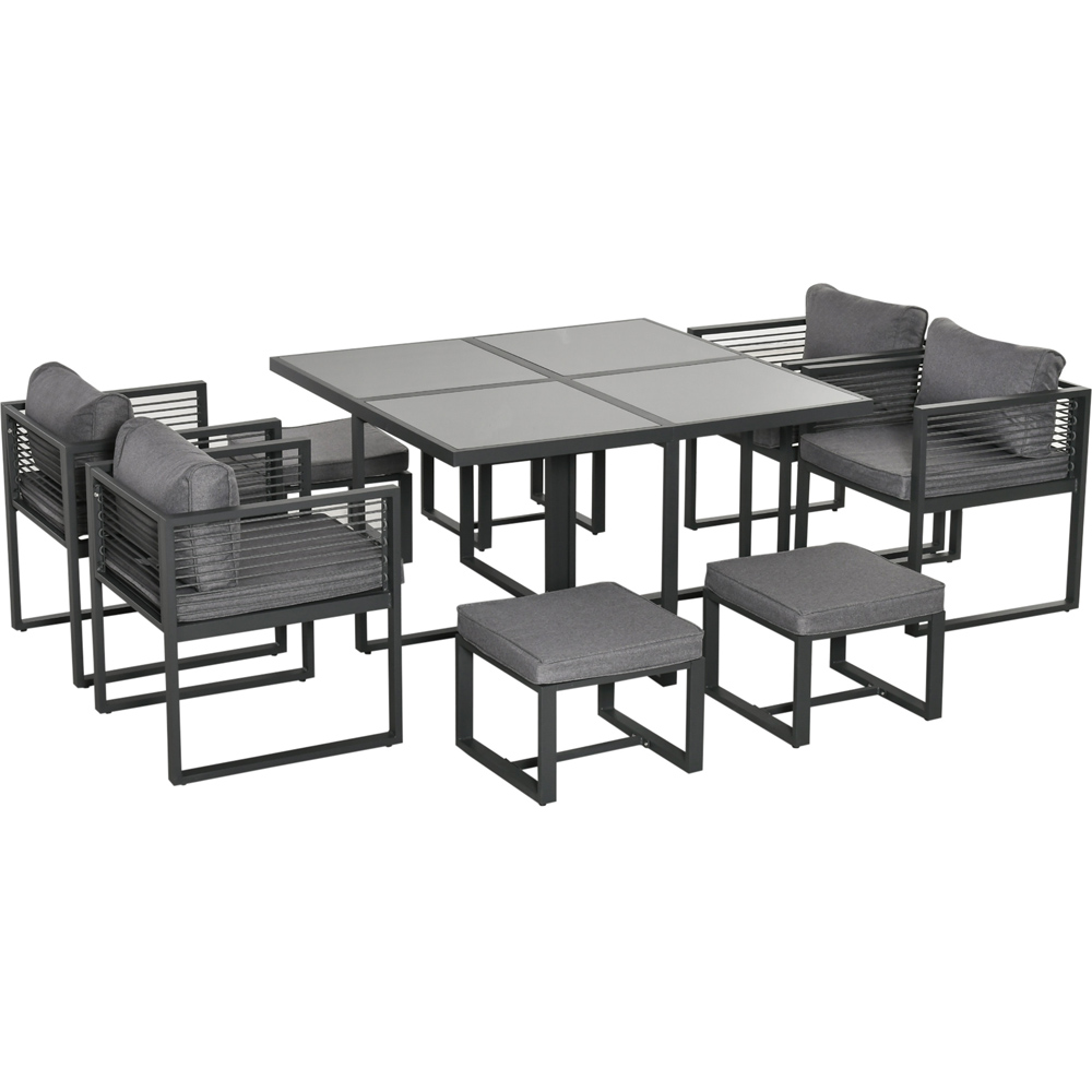 Outsunny 8 Seater Cube Garden Dining Set Grey Image 2