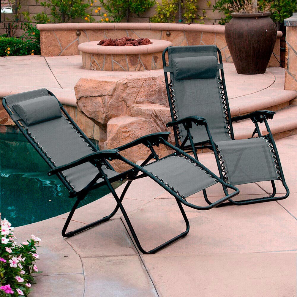 Neo Set of 2 Grey Zero Gravity Loungers Image 1