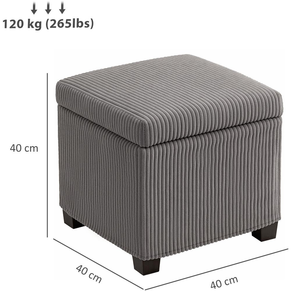 HOMCOM Grey Ottoman Footstool with Removable Lid Image 9