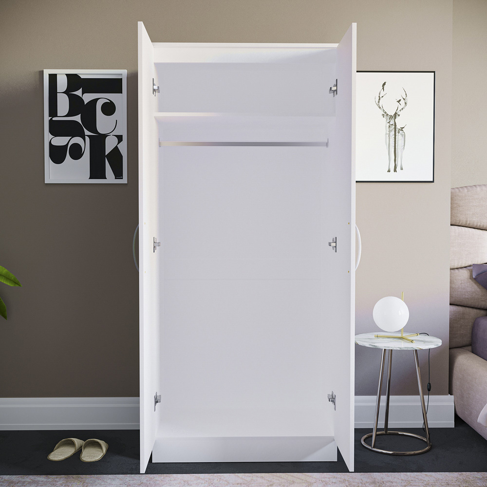 Vida Designs Hulio 2 Door White Wardrobe Image 7