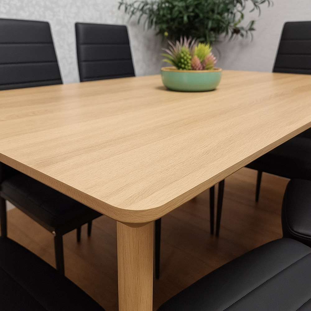 Kosy Koala 6 Seater Faux Leather Wood Dining Set Black Image 4
