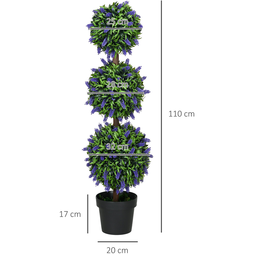 HOMCOM Lavender Flowers Ball Trees Artificial Plants 110cm 2 Pack Image 7