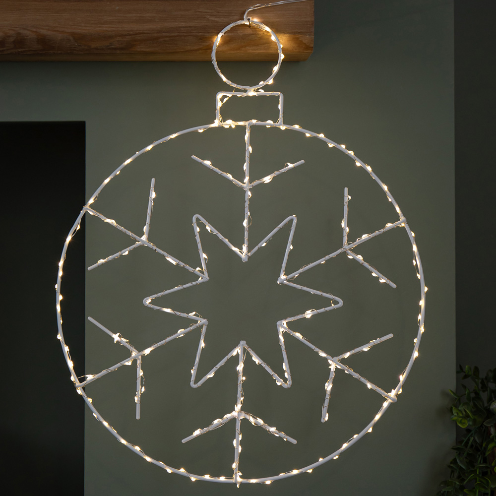 Samuel Alexander Warm White LED Light Up Snowflake Bauble Hanging Christmas Decoration Image 1