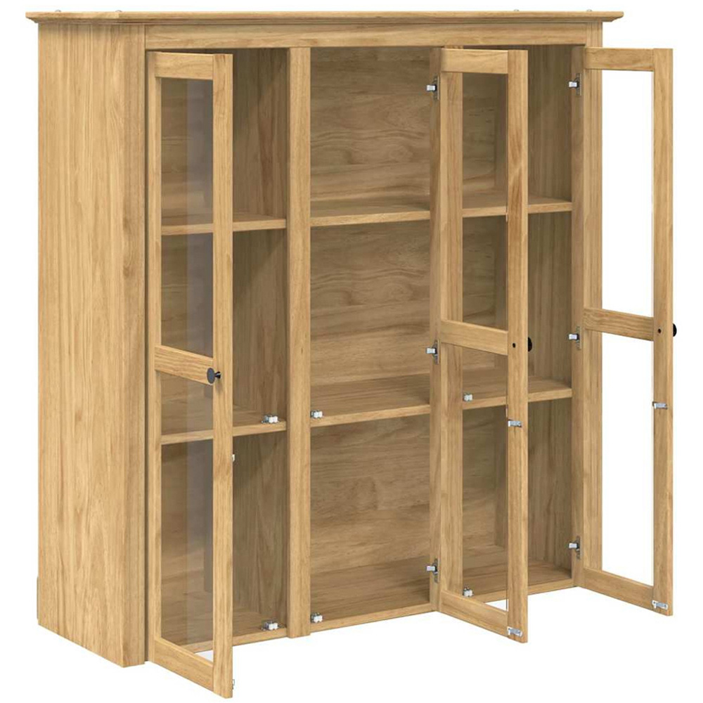 vidaXL 3 Glass Door Honey Brown Wooden Cabinet Image 3