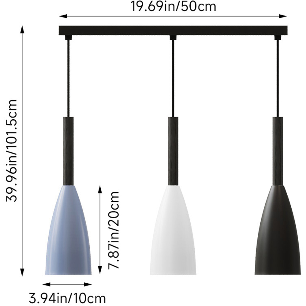 Living and Home 3 Light Iron E27 Pendant Light Image 8