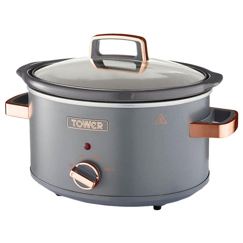 Tower T16042GRY Cavaletto Grey and Rose Gold Slow Cooker 3.5L Image 2