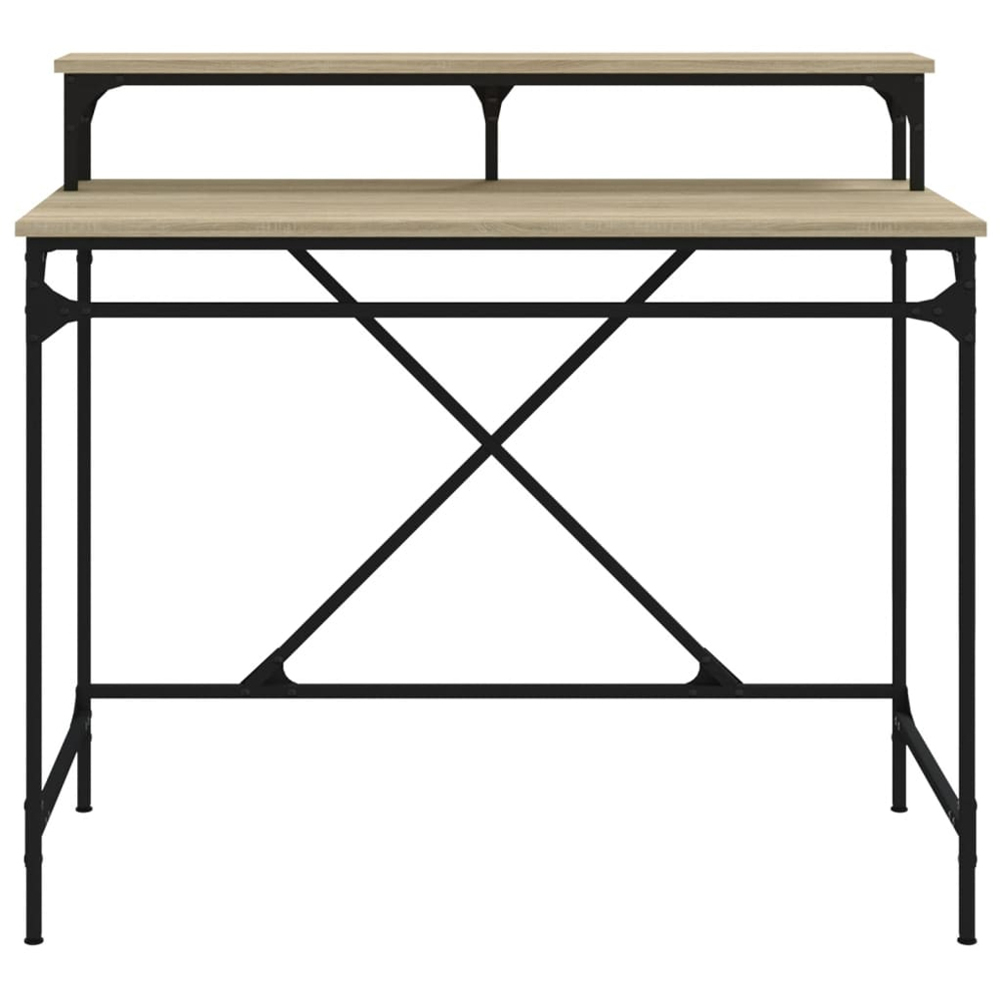 vidaXL Single Shelf Industrial Style Computer Desk Brown Image 3