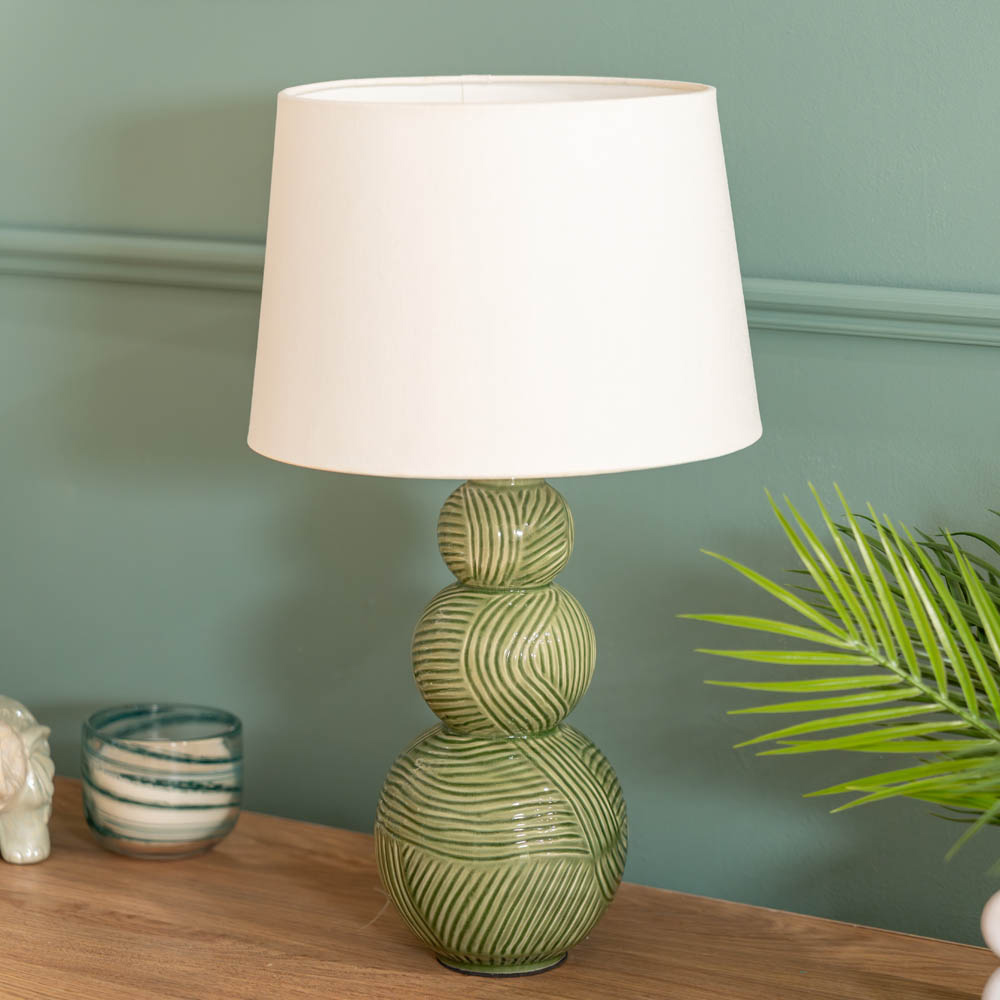 ValueLights Mia Green and White Shade Ceramic LED Table Lamp Image 4