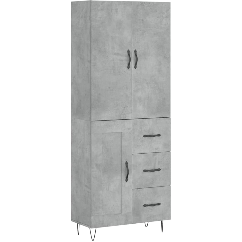 vidaXL 3 Door 3 Drawer Concrete Grey Highboard with Metal Legs Image 2
