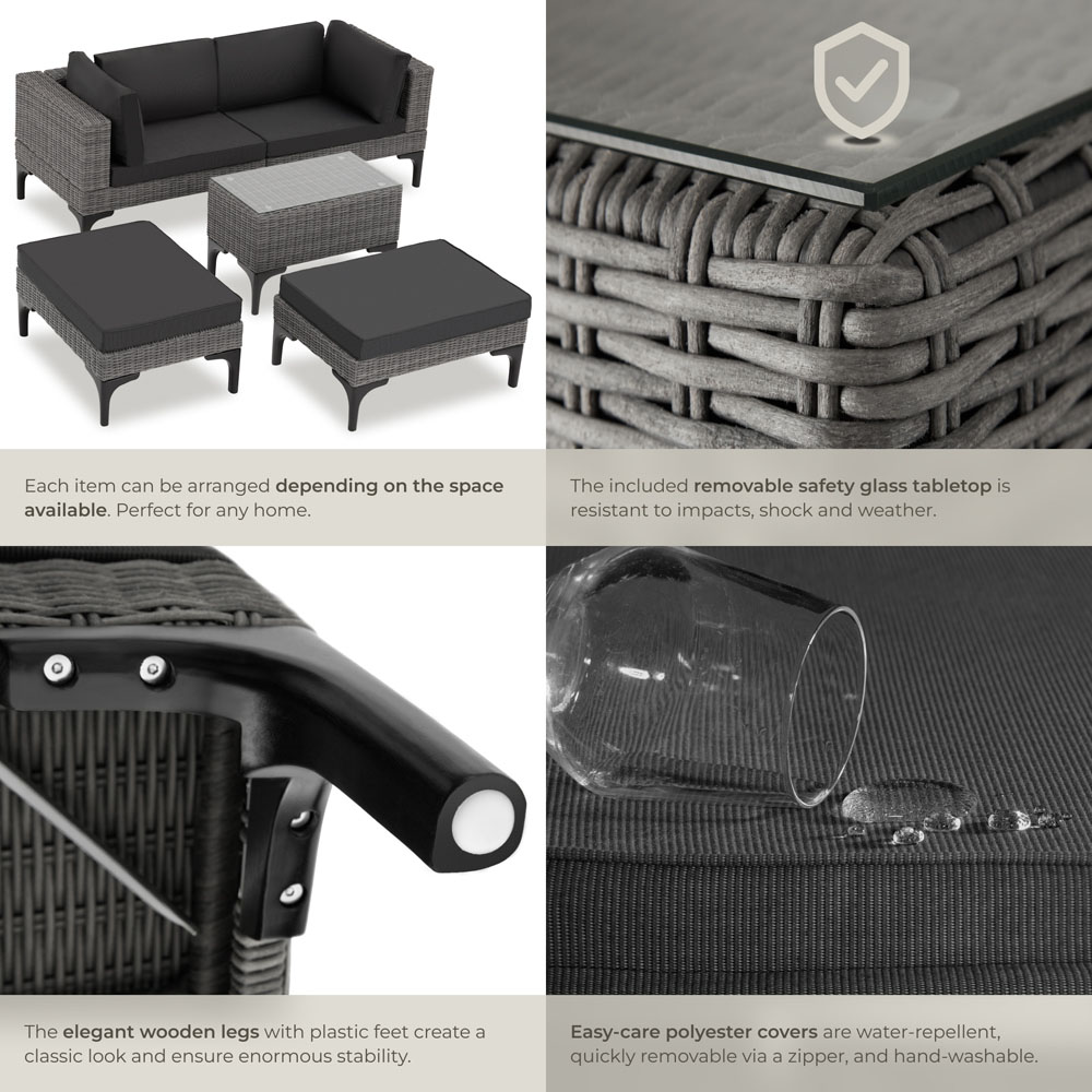 tectake Bellaria Grey 4 Seater Garden Furniture Set Image 5