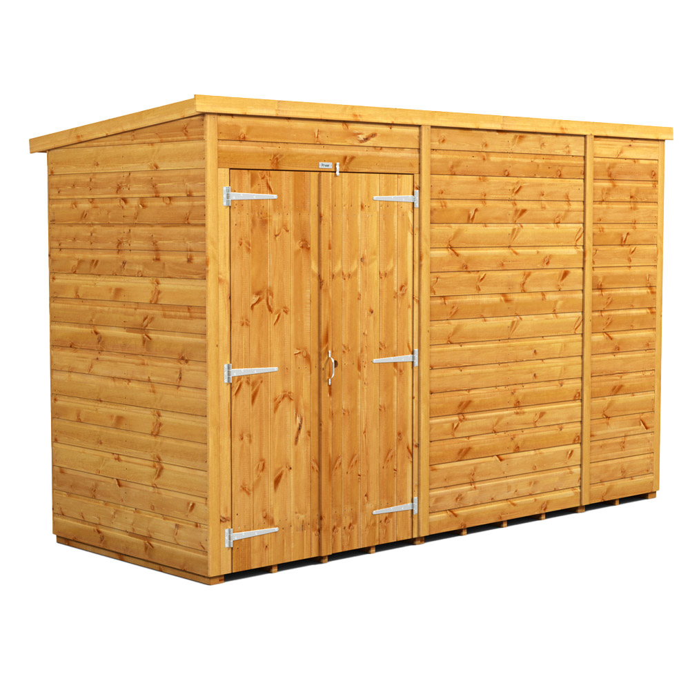 Power Sheds 10 x 4ft Double Door Pent Wooden Shed Image 1