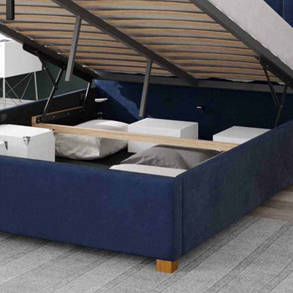 Aspire Hepburn Small Double Navy Plush Velvet Ottoman Bed Image 3