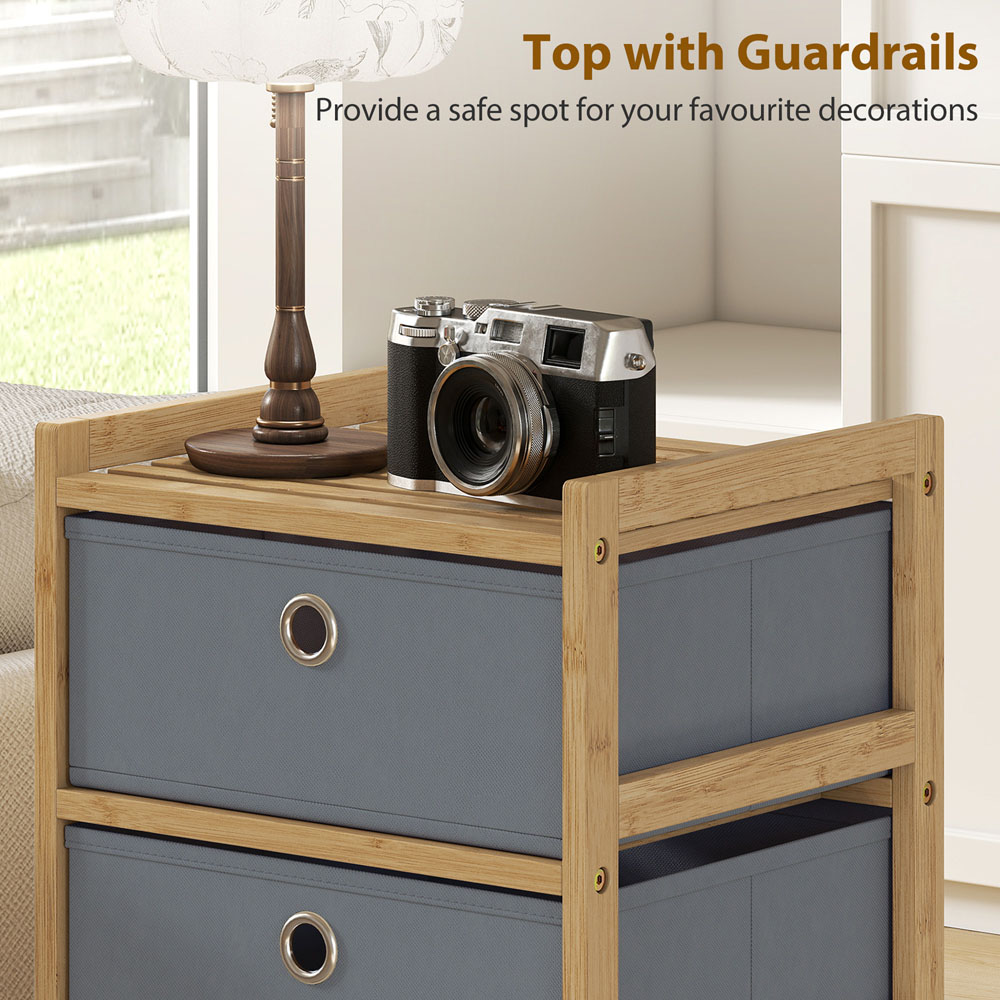 Portland 4 Fabric Drawer Light Grey Bamboo Frame Chest of Drawers Image 8